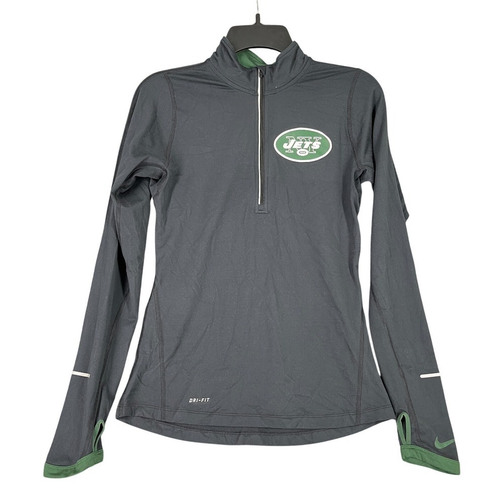 New York Jets Shirt Womens XS NFL Football Quarter Zip Dri Fit Sporty Athleisure